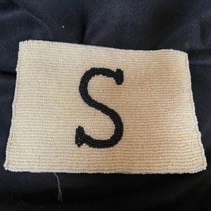 Initial S beaded change purse